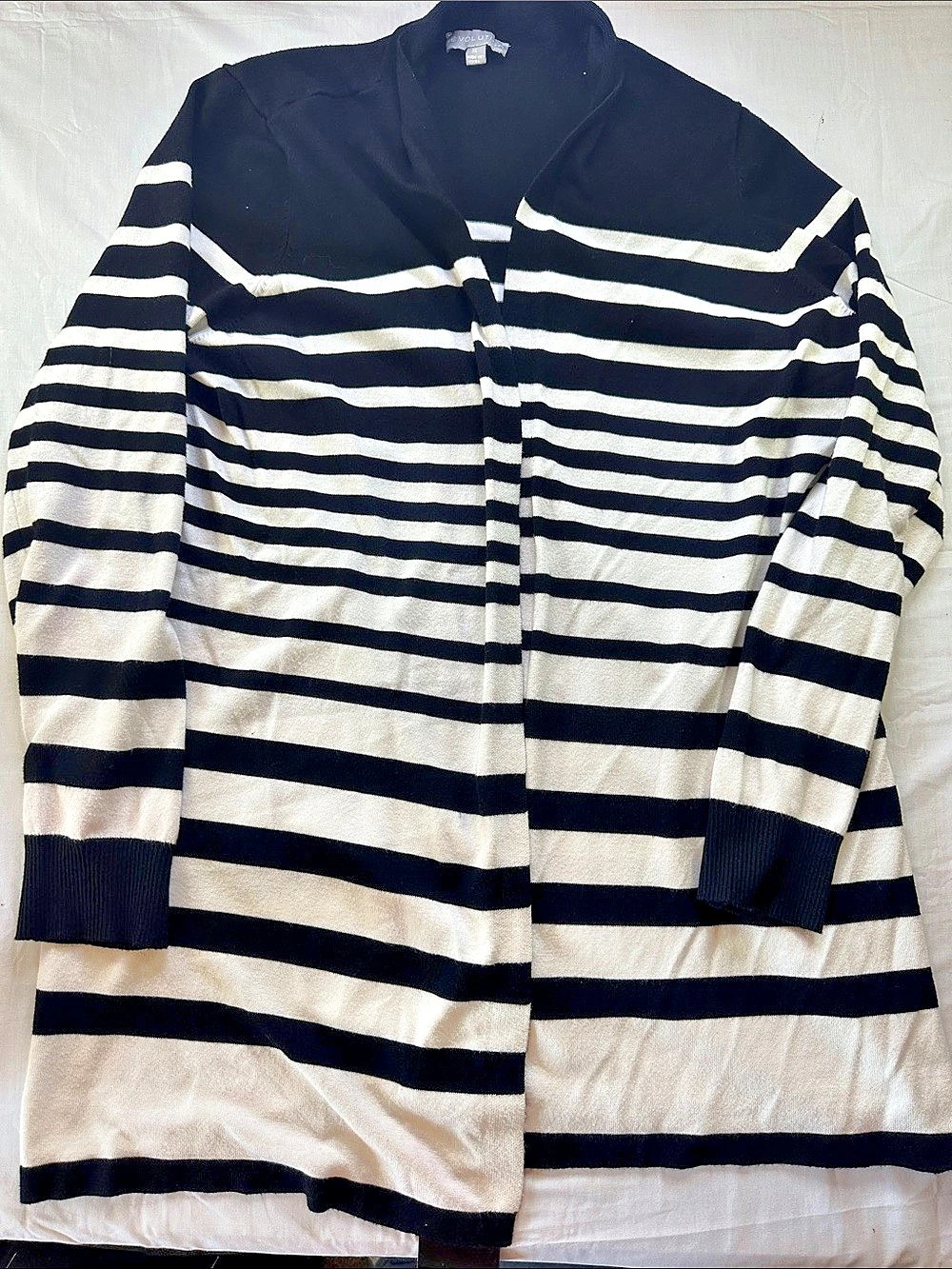 Evolution Striped Cardigan in Black & White Size XL
